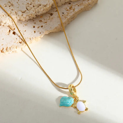 Goudkleurige Ketting met Schildpad & Schelp